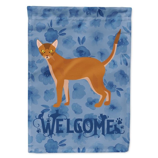 Carolines Treasures 28 x 0.01 x 40 in. Red Abyssinian Cat Welcome Flag Canvas House Size CK4811CHF